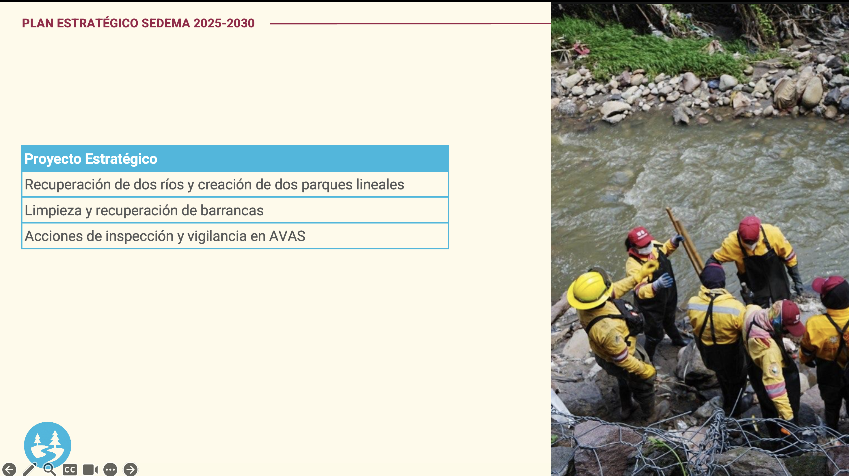 Esquema del eje 5: Barrancas, Ríos y Agua Viva